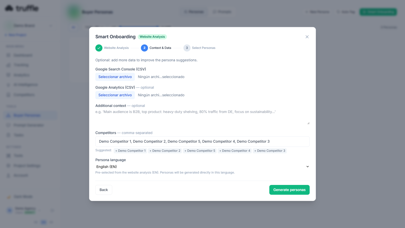 Truffle Smart Onboarding wizard with context and data setup